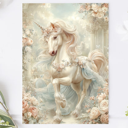 Vykort för postcrossing, scrapbooking & dekoration - Fantasy Enhörning PC657