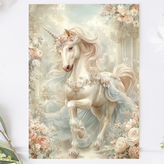 Vykort för postcrossing, scrapbooking & dekoration - Fantasy Enhörning PC657