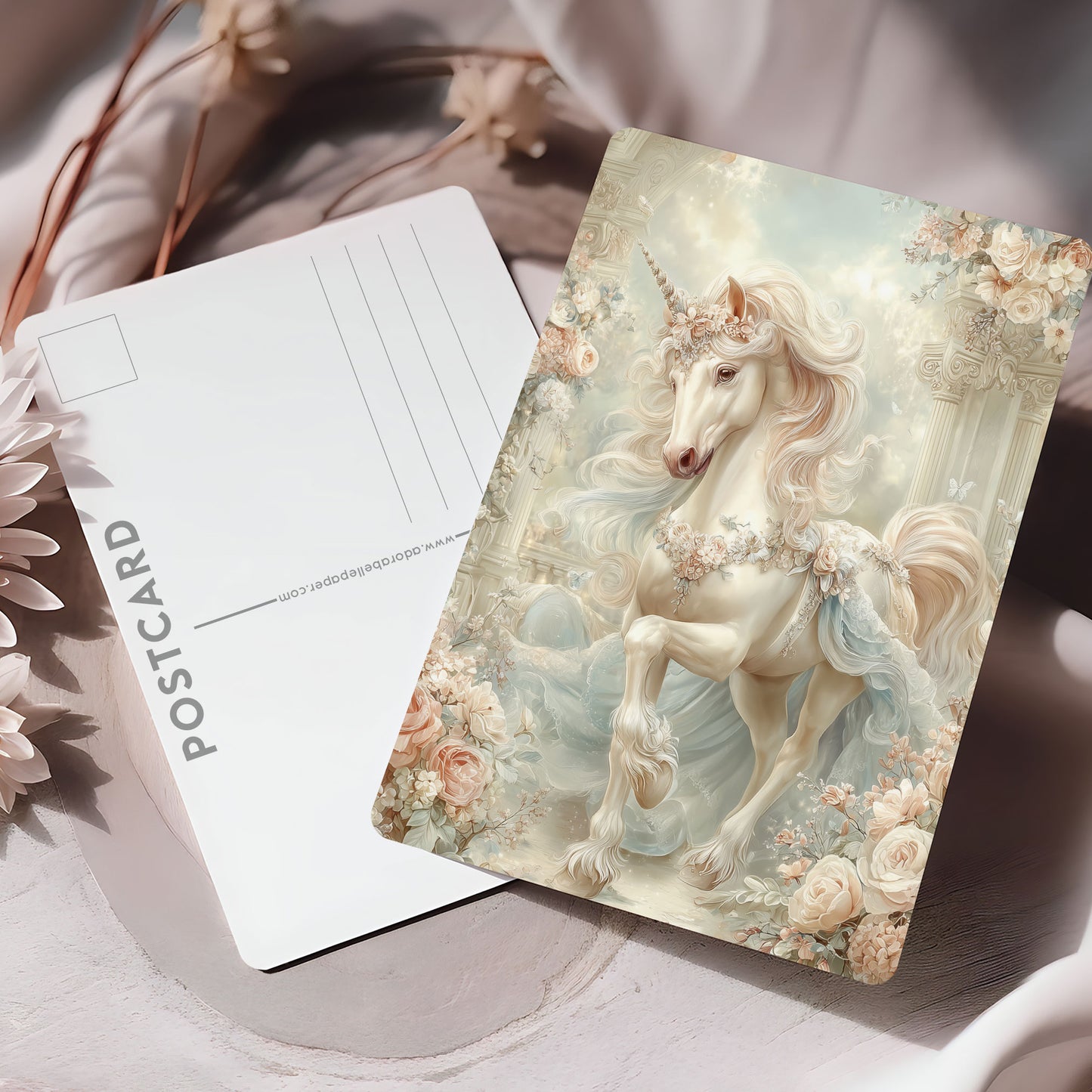 Vykort för postcrossing, scrapbooking & dekoration - Fantasy Enhörning PC657