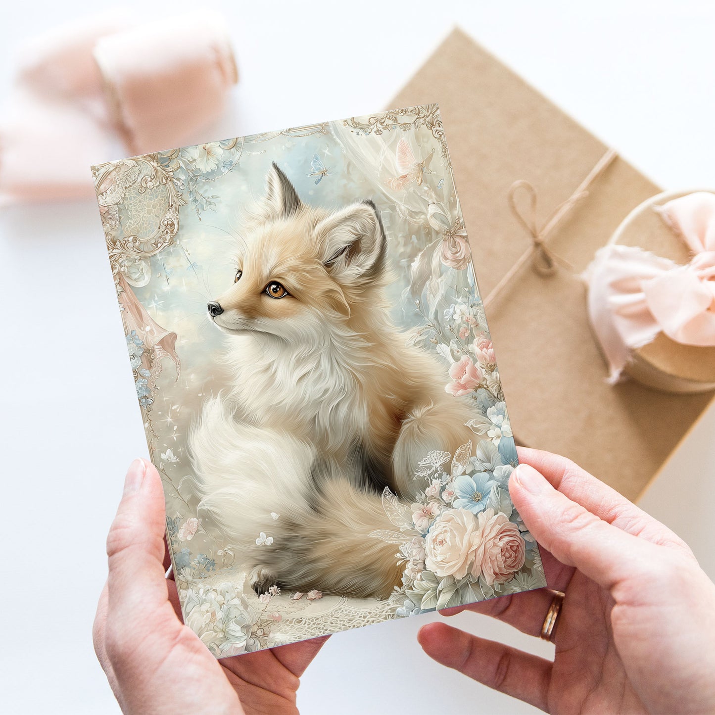 Vykort för postcrossing, scrapbooking & dekoration - Fantasy Räv PC658