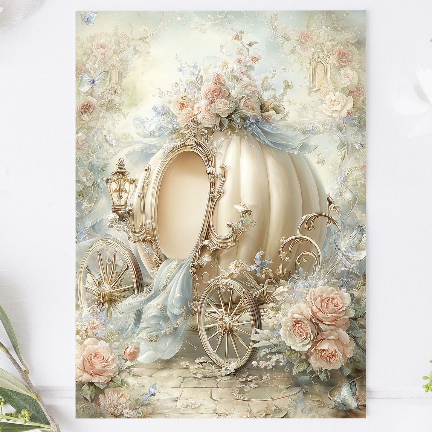 Vykort för postcrossing, scrapbooking & dekoration - Fantasy Pumpavagn PC660