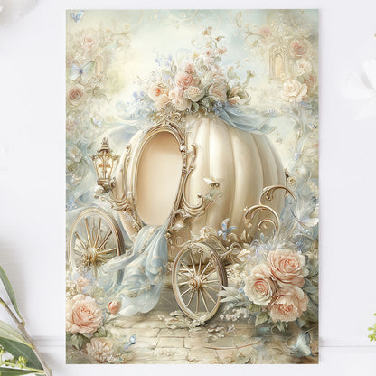 Vykort för postcrossing, scrapbooking & dekoration - Fantasy Pumpavagn PC660