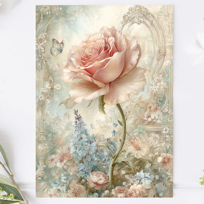 Vykort för postcrossing, scrapbooking & dekoration - Fantasy Ros PC661