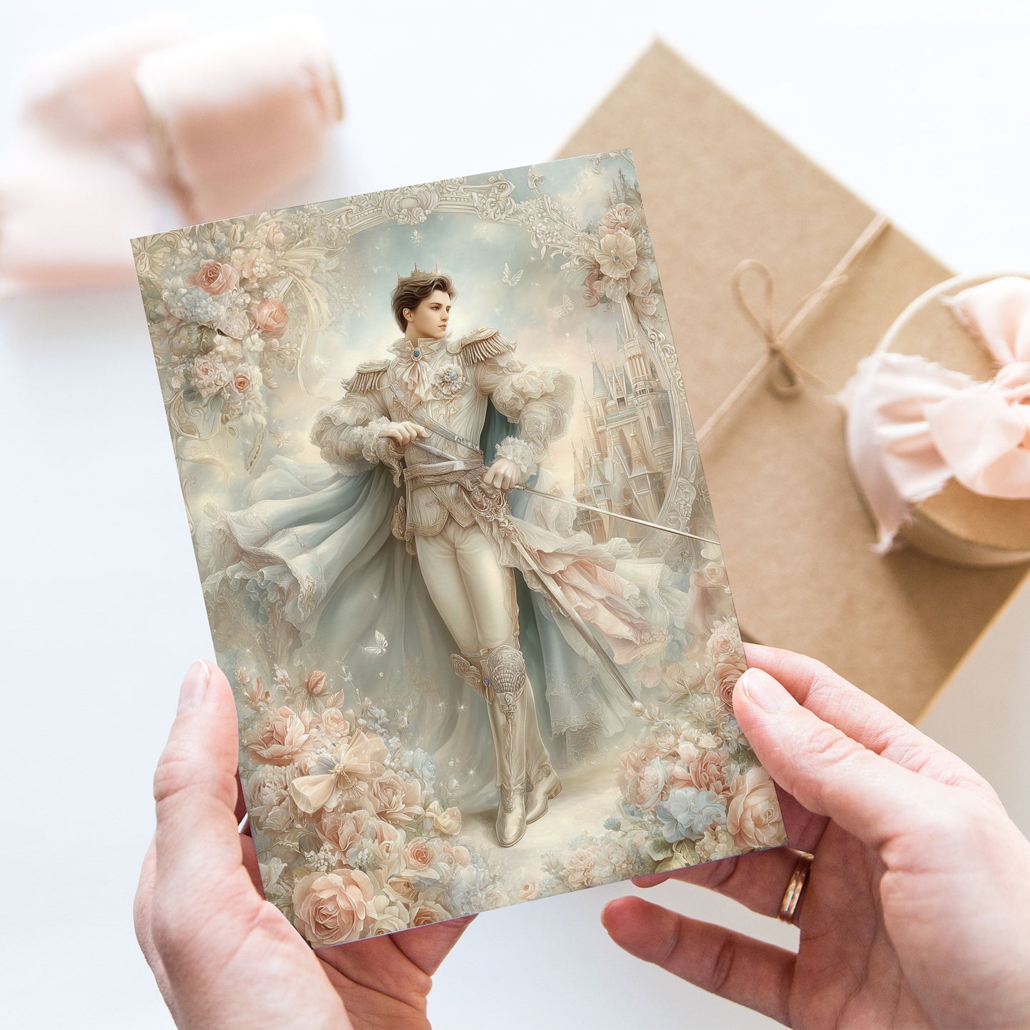 Vykort för postcrossing, scrapbooking & dekoration - Fantasy Prins PC663