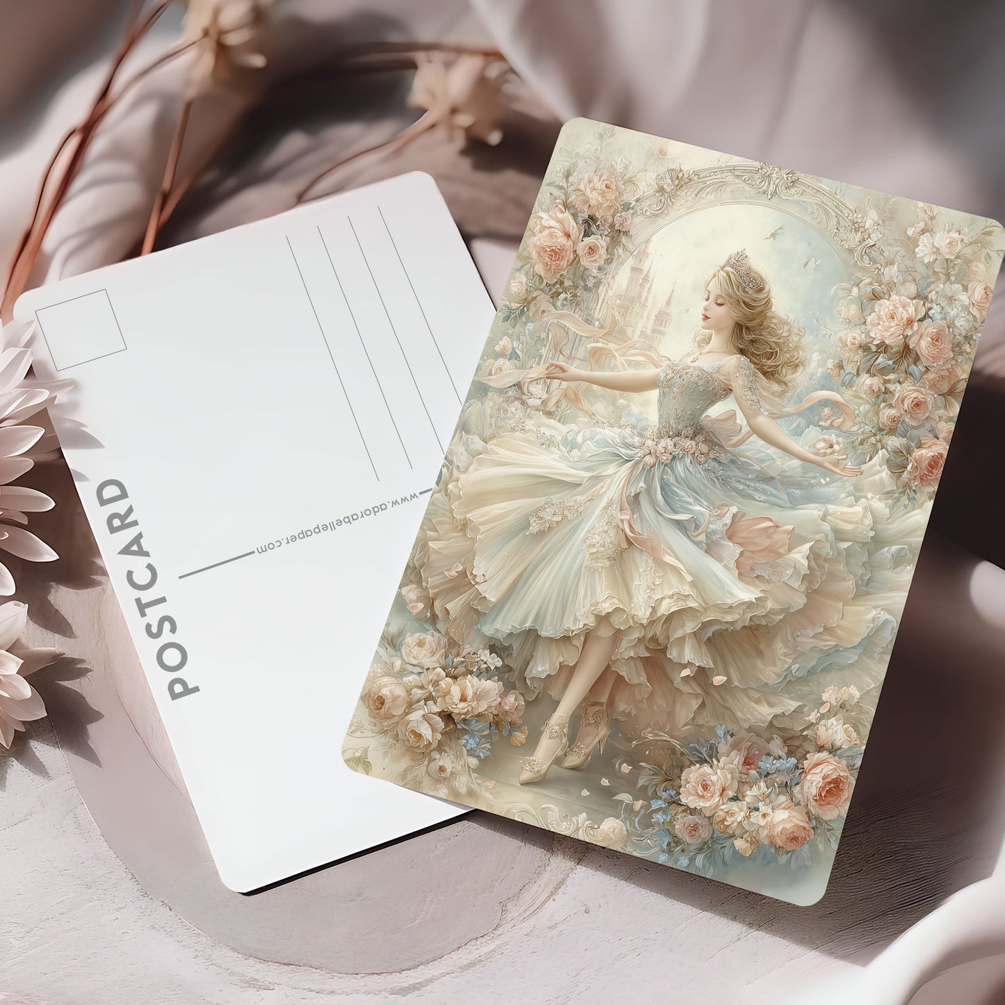 Vykort för postcrossing, scrapbooking & dekoration - Fantasy Prinsessa PC664