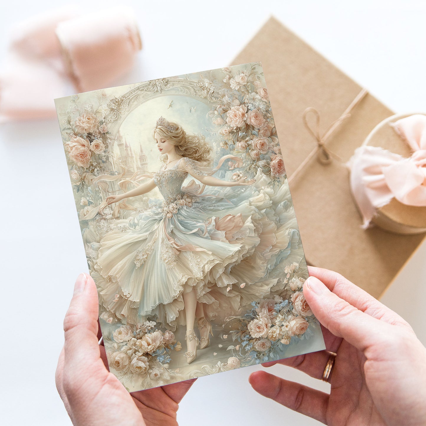 Vykort för postcrossing, scrapbooking & dekoration - Fantasy Prinsessa PC664