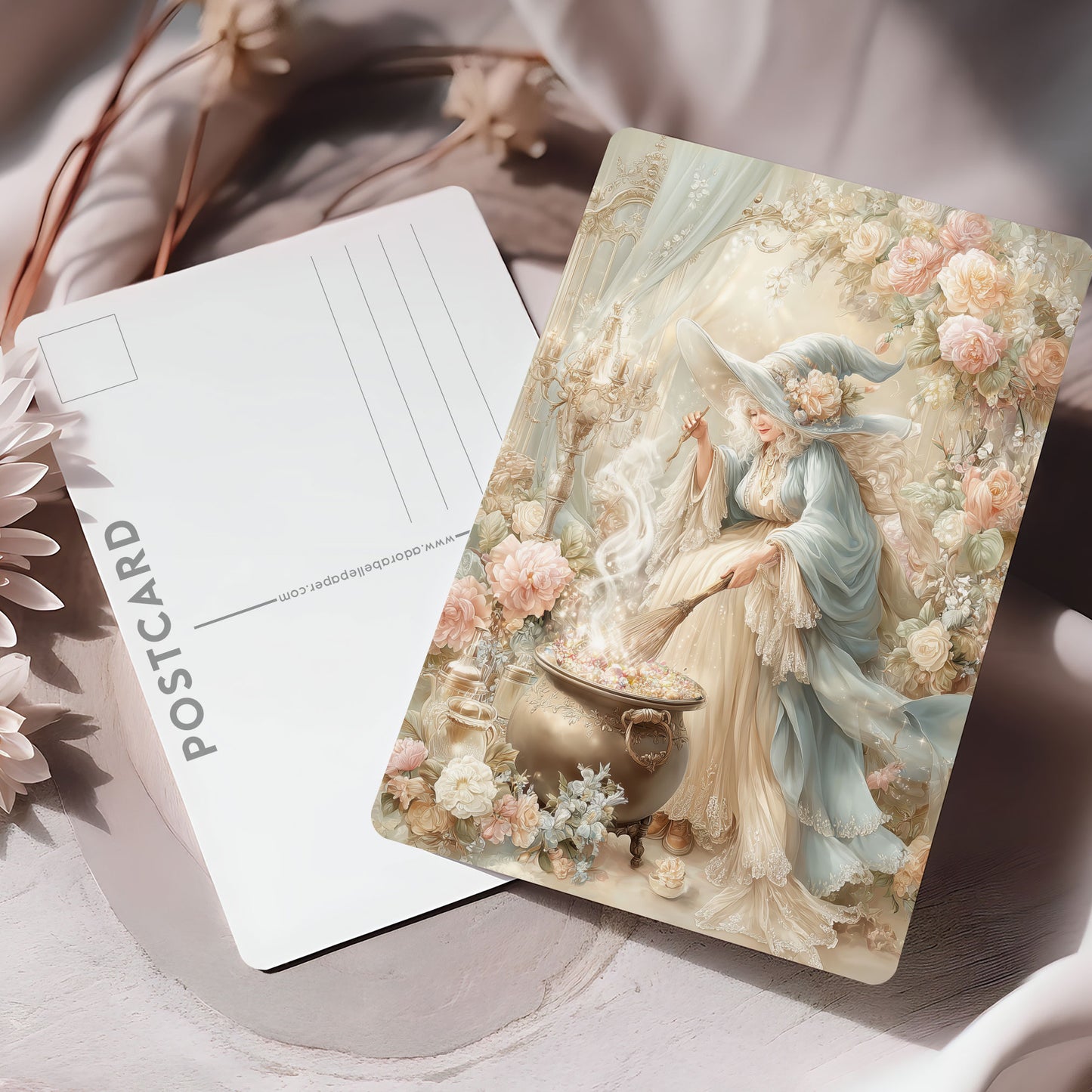 Vykort för postcrossing, scrapbooking & dekoration - Fantasy Häxa PC666