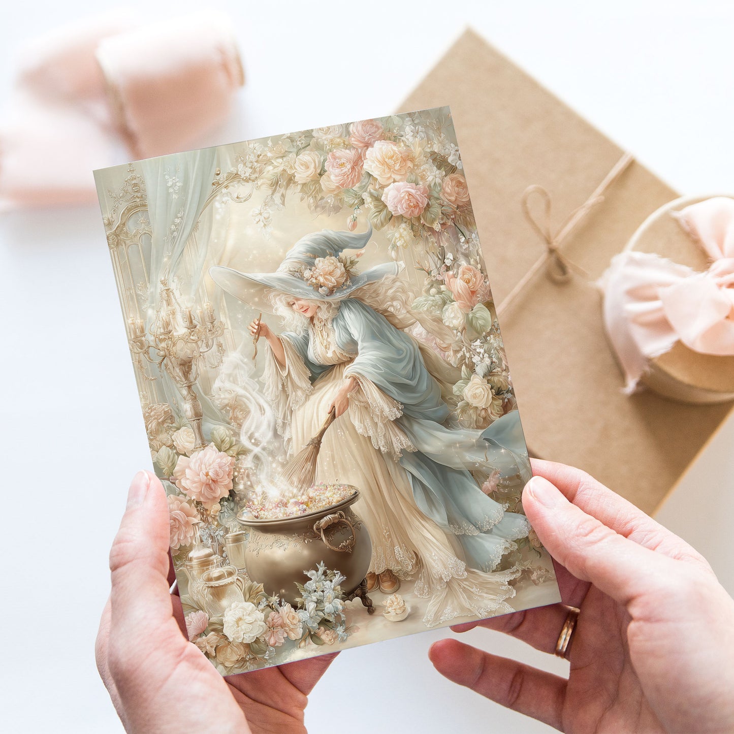 Vykort för postcrossing, scrapbooking & dekoration - Fantasy Häxa PC666