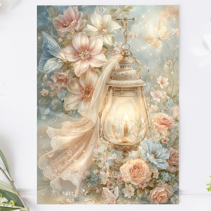 Vykort för postcrossing, scrapbooking & dekoration - Fantasy LyktaPC667