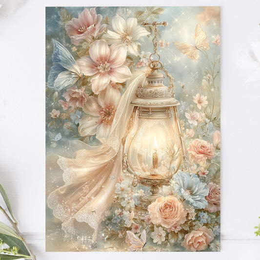 Vykort för postcrossing, scrapbooking & dekoration - Fantasy LyktaPC667