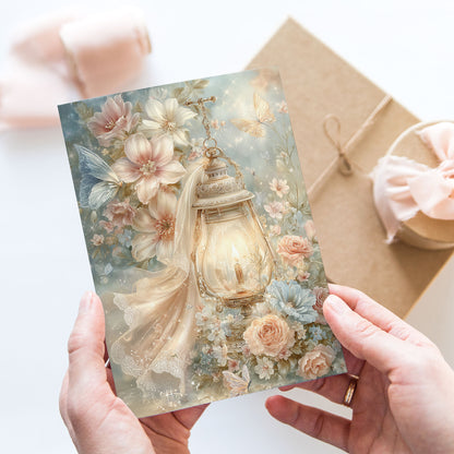 Vykort för postcrossing, scrapbooking & dekoration - Fantasy LyktaPC667