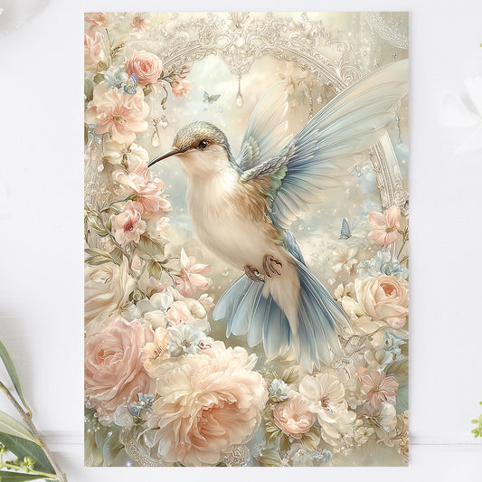 Vykort för postcrossing, scrapbooking & dekoration - Fantasy Kolibri PC669