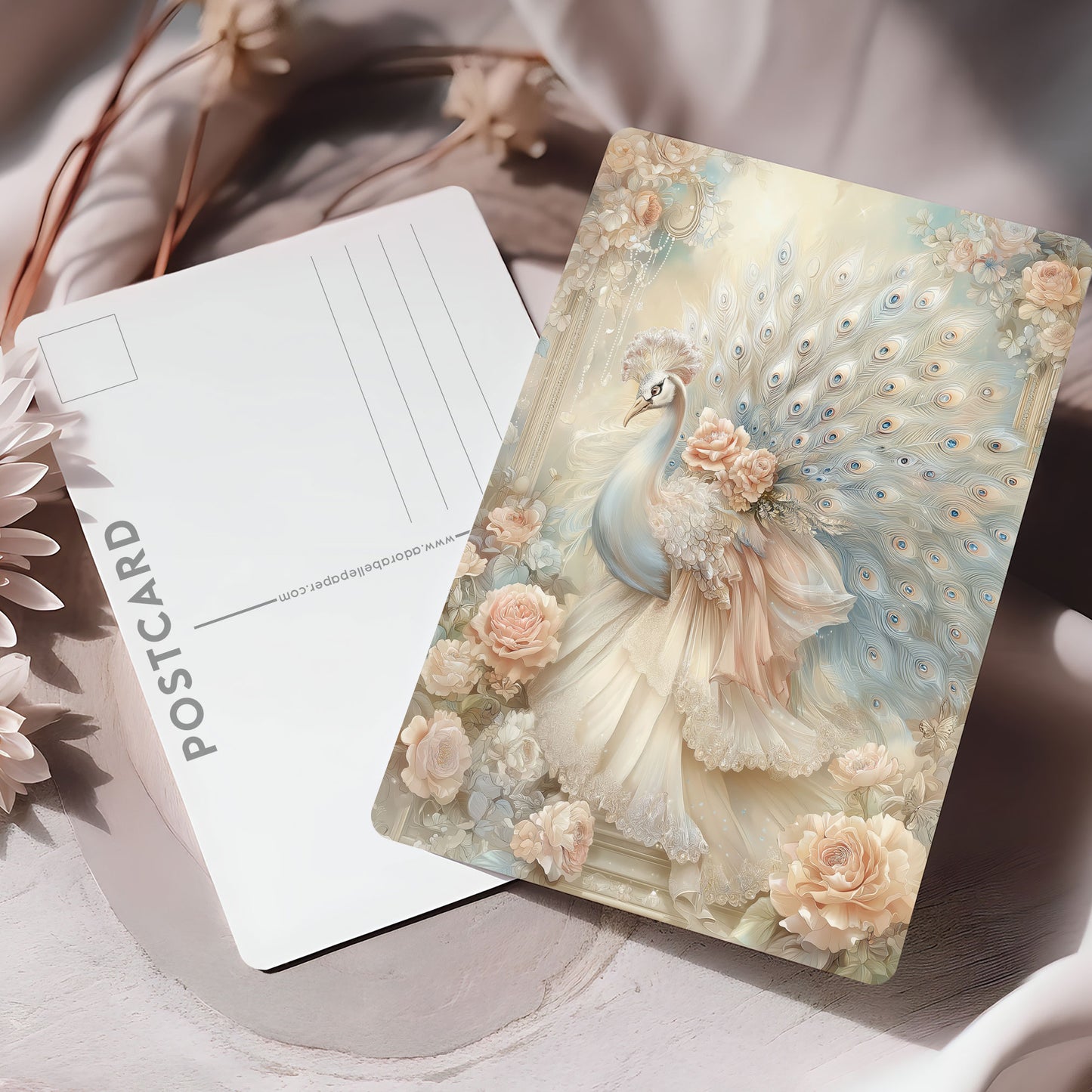 Vykort för postcrossing, scrapbooking & dekoration - Fantasy Påfågel PC670