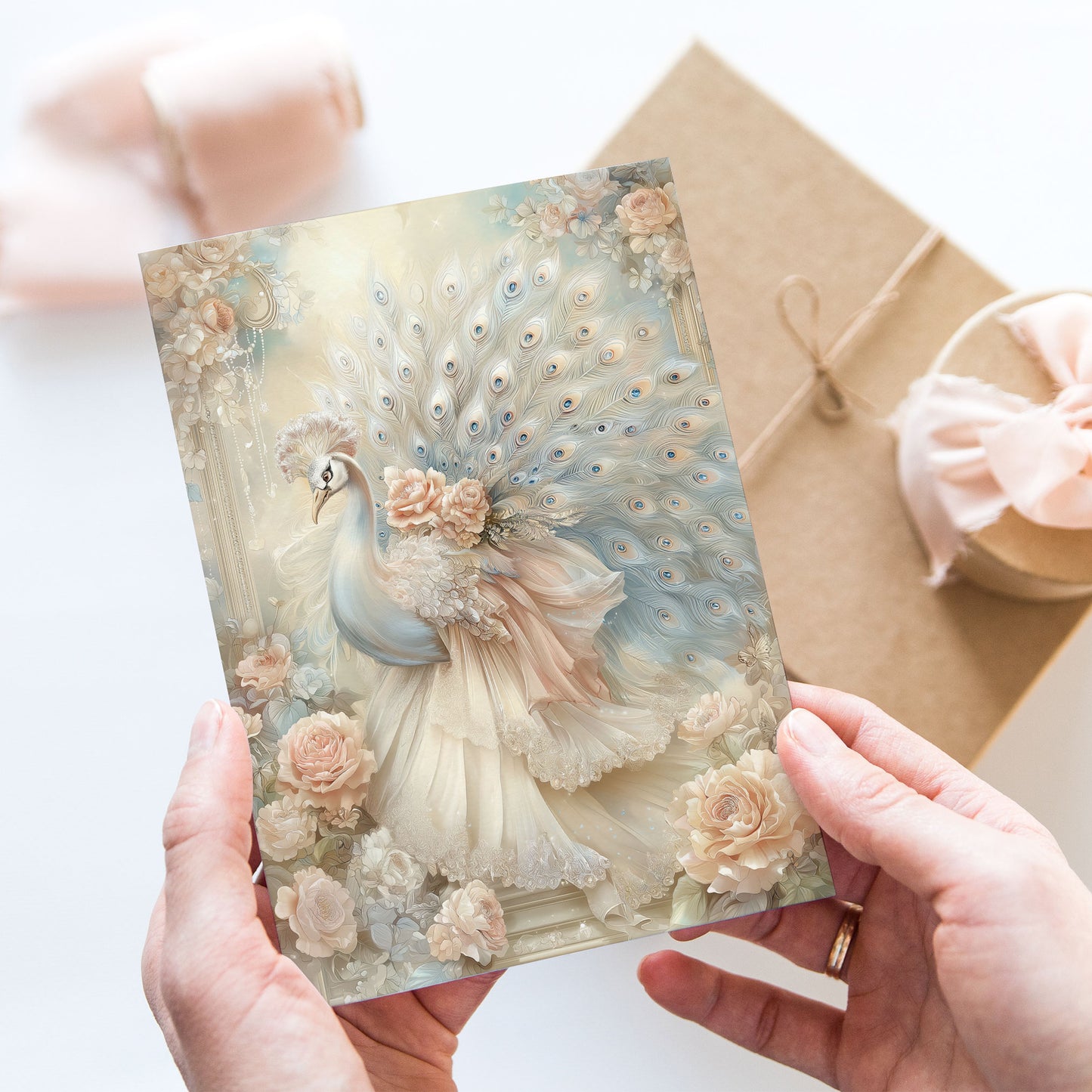 Vykort för postcrossing, scrapbooking & dekoration - Fantasy Påfågel PC670