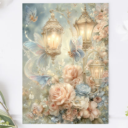 Vykort för postcrossing, scrapbooking & dekoration - Fantasy Lyktstolpe PC671