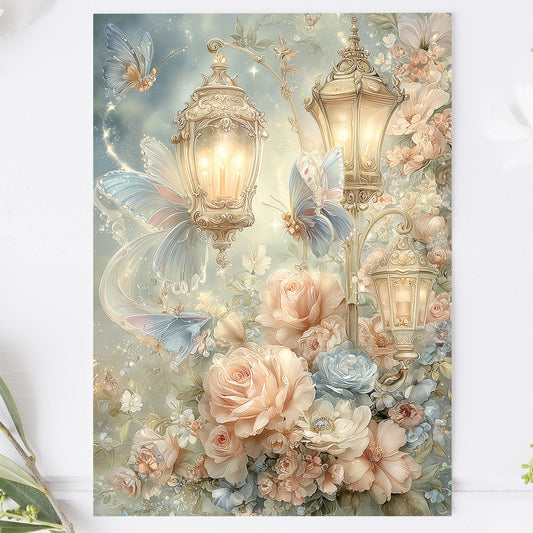 Vykort för postcrossing, scrapbooking & dekoration - Fantasy Lyktstolpe PC671