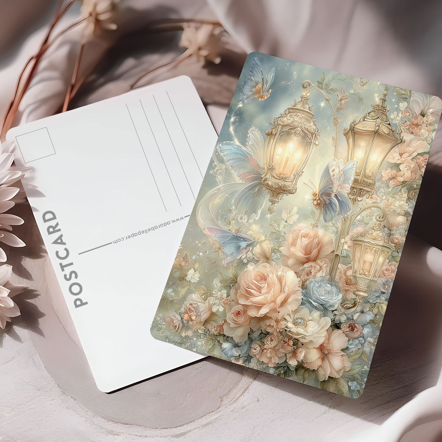 Vykort för postcrossing, scrapbooking & dekoration - Fantasy Lyktstolpe PC671