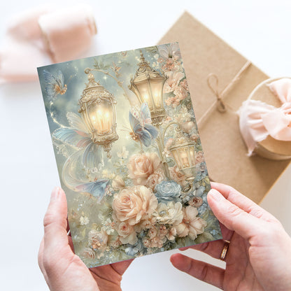 Vykort för postcrossing, scrapbooking & dekoration - Fantasy Lyktstolpe PC671