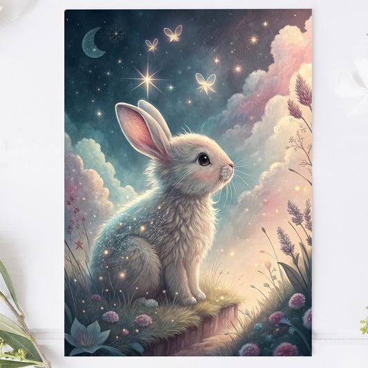 Vykort för postcrossing, scrapbooking & dekoration - Magisk Kanin 2 PC679