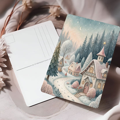 Vykort för postcrossing, scrapbooking & dekoration - Vinterby PC682