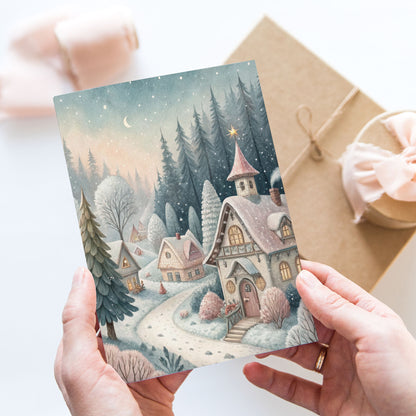 Vykort för postcrossing, scrapbooking & dekoration - Vinterby PC682