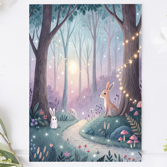 Vykort för postcrossing, scrapbooking & dekoration - Magisk skog PC683