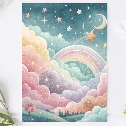 Vykort för postcrossing, scrapbooking & dekoration - Magisk regnbåge PC684