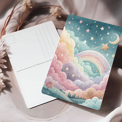 Vykort för postcrossing, scrapbooking & dekoration - Magisk regnbåge PC684