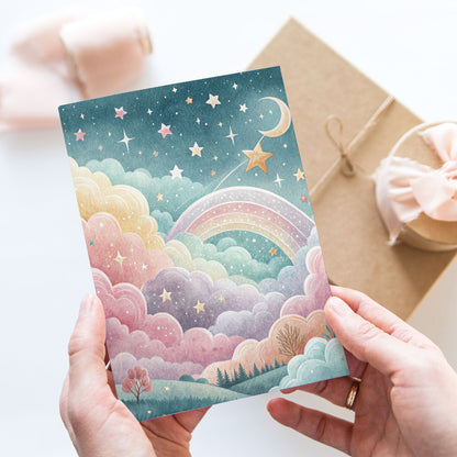 Vykort för postcrossing, scrapbooking & dekoration - Magisk regnbåge PC684