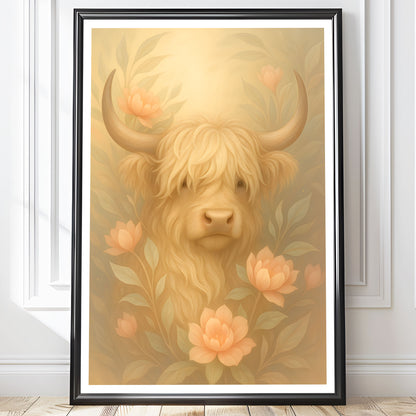 Poster Highland Cow - Bondgårdsdjur Art Print - Tryckt Poster i olika storlekar - PR88-13