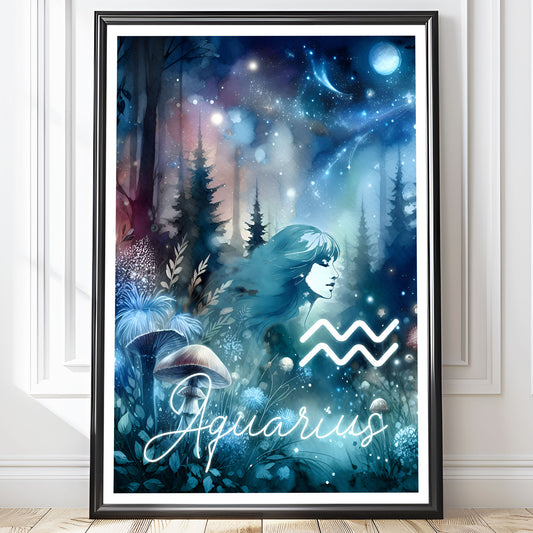 Poster Stjärntecken Vattumannen - Astrologi Art Print - Tryckt Poster i olika storlekar - PR89-11