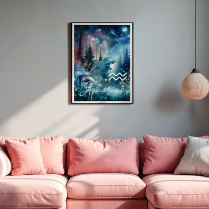 Poster Stjärntecken Vattumannen - Astrologi Art Print - Tryckt Poster i olika storlekar - PR89-11