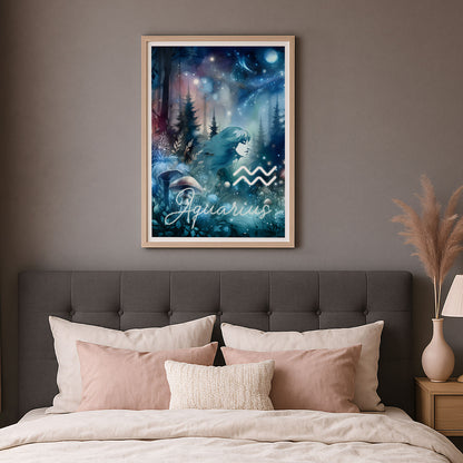 Poster Stjärntecken Vattumannen - Astrologi Art Print - Tryckt Poster i olika storlekar - PR89-11
