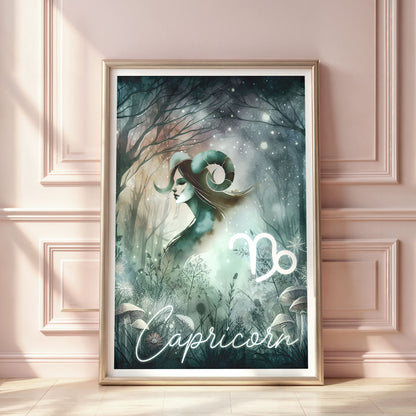 Poster Stjärntecken Stenbocken - Astrologi Art Print - Tryckt Poster i olika storlekar - PR89-12