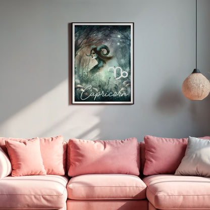 Poster Stjärntecken Stenbocken - Astrologi Art Print - Tryckt Poster i olika storlekar - PR89-12