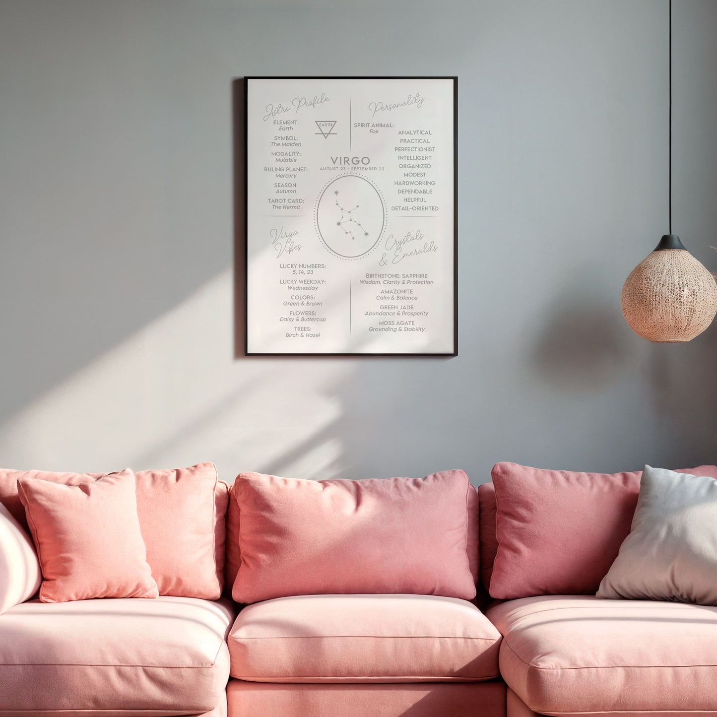 Poster Stjärntecken Jungfrun 2 - Astrologi Art Print - Tryckt Poster i olika storlekar - PR89-13