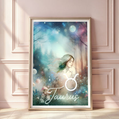 Poster Stjärntecken Oxen - Astrologi Art Print - Tryckt Poster i olika storlekar - PR89-2