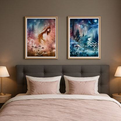 Poster Stjärntecken Vattumannen - Astrologi Art Print - Tryckt Poster i olika storlekar - PR89-11