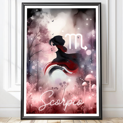 Poster Stjärntecken Skopionen - Astrologi Art Print - Tryckt Poster i olika storlekar - PR89-3