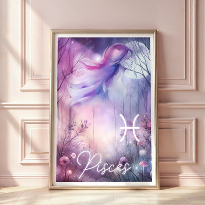 Poster Stjärntecken Fiskarna - Astrologi Art Print - Tryckt Poster i olika storlekar - PR89-5