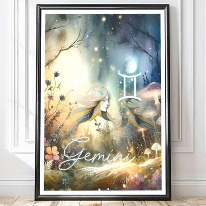 Poster Stjärntecken Tvillingarna - Astrologi Art Print - Tryckt Poster i olika storlekar - PR89-8