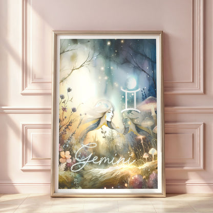 Poster Stjärntecken Tvillingarna - Astrologi Art Print - Tryckt Poster i olika storlekar - PR89-8