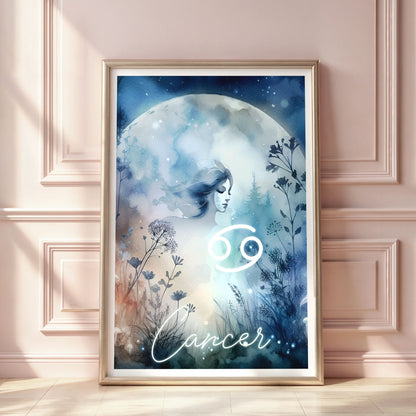 Poster Stjärntecken Kräftan - Astrologi Art Print - Tryckt Poster i olika storlekar - PR89-9