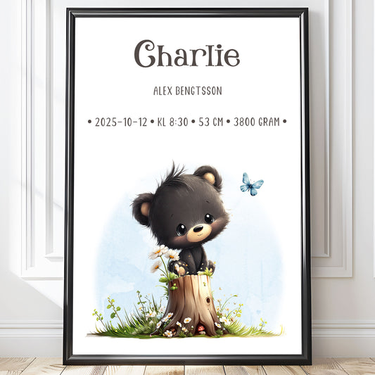 Personlig Födelsetavla Barn - Liten Björn – Doptavla & Doppresent | Adorabelle
