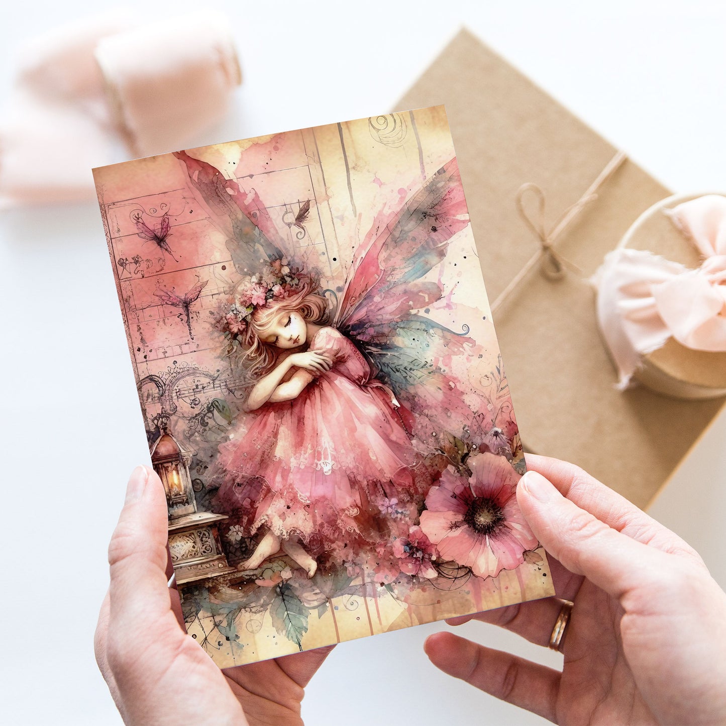 Vykort för postcrossing, scrapbooking & dekoration - Rosa Fé PC620