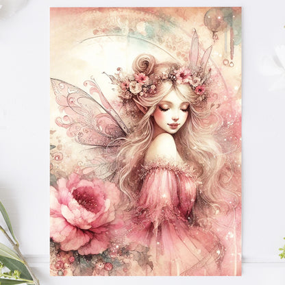 Vykort för postcrossing, scrapbooking & dekoration - Rosa Fé PC621