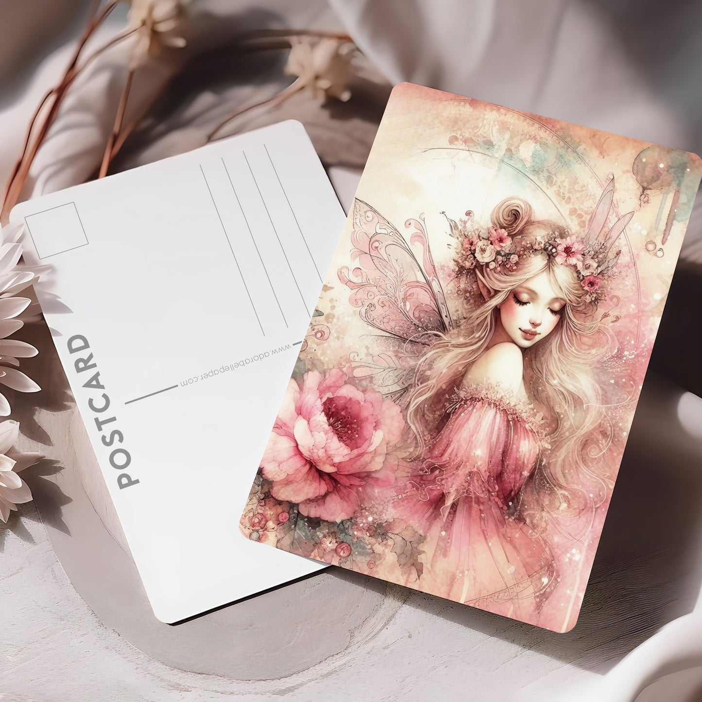 Vykort för postcrossing, scrapbooking & dekoration - Rosa Fé PC621