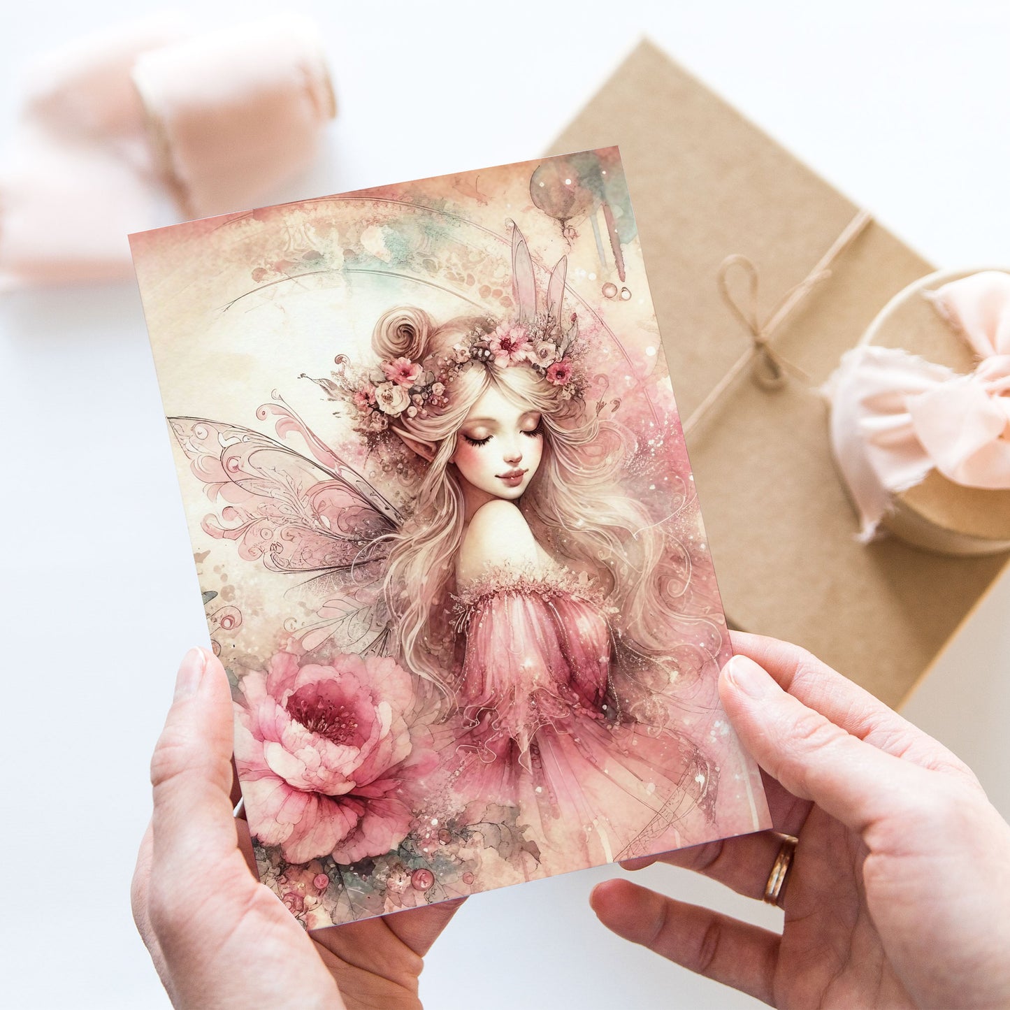 Vykort för postcrossing, scrapbooking & dekoration - Rosa Fé PC621