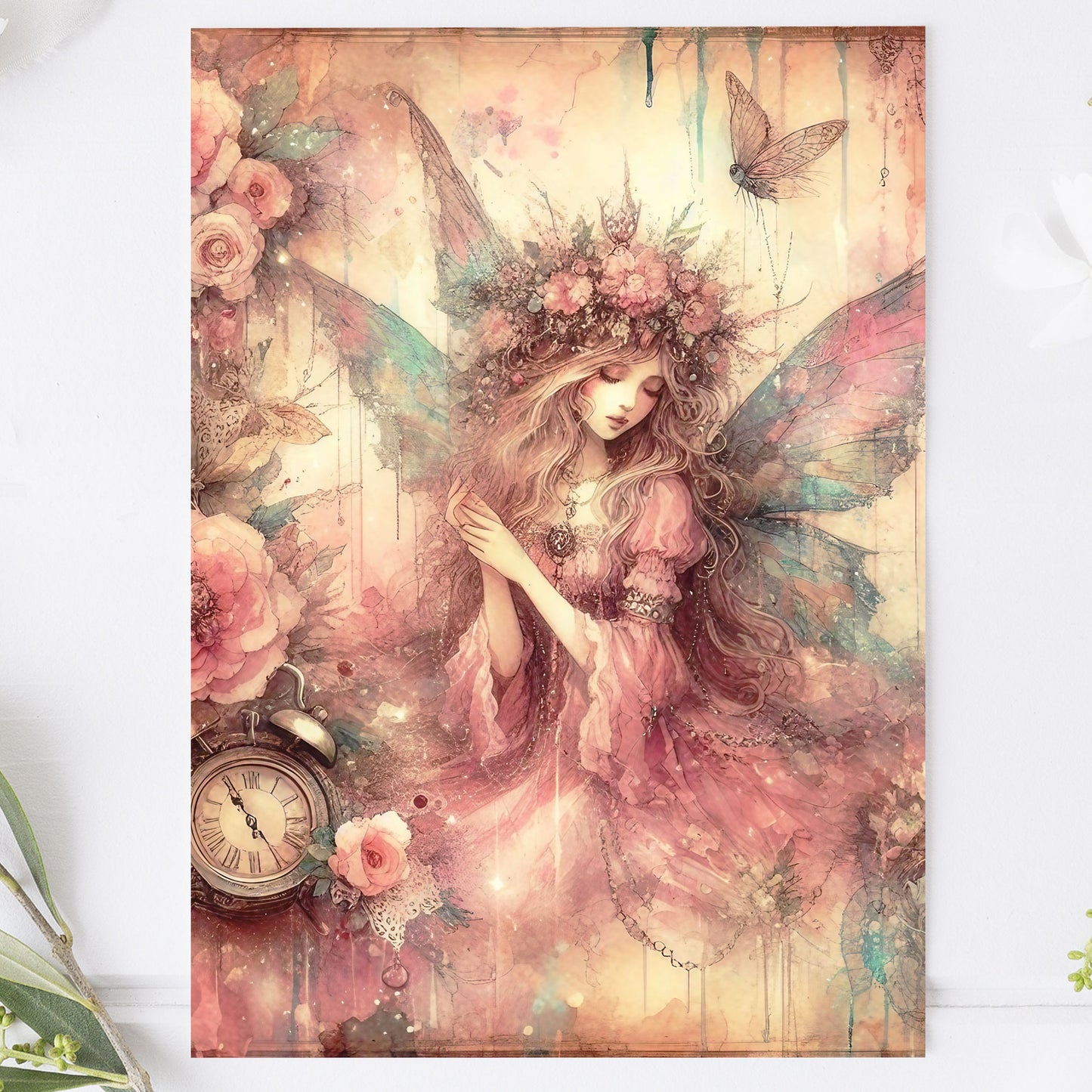 Vykort för postcrossing, scrapbooking & dekoration - Rosa Fé PC622