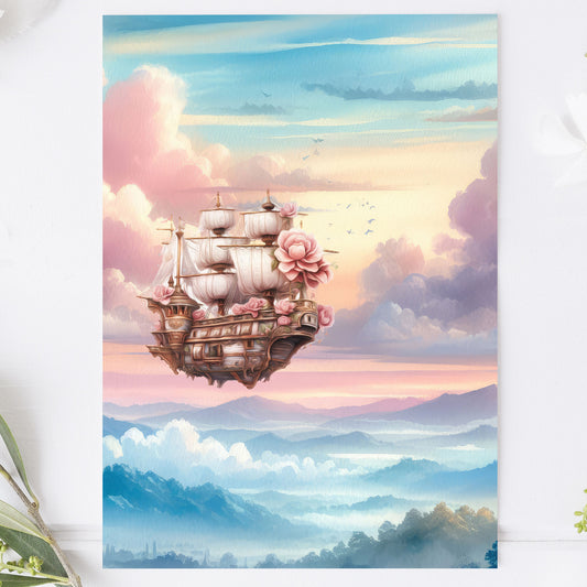 Vykort för postcrossing, scrapbooking & dekoration - Luftskepp PC624